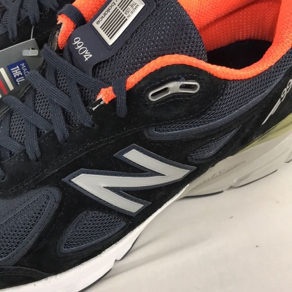 New Balance Womens Made 990 V4 Sneaker Navy Orange 12 D US - Picture 3 of 6